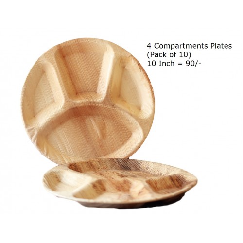 Areca Leaf Compartment Plate, for Food Serving, Feature : Biodegradable, Disposable, Light Weight