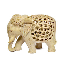 Elephant Undercut Carving Statue, Technique : Polished