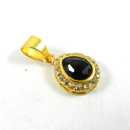 Black Onyx Gold Plated Bezel Pendant