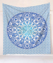 100% Cotton Printed Wall Hanging Handmade Tapestry, Color : Blue