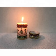 Pradeep handicrafts Pillar Gel Wax Hand Painted Decorative Candles, Color : White