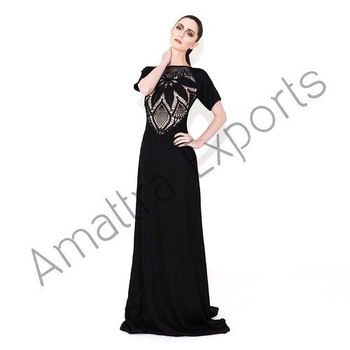 Rayon 56/60 Beaded Long Dress, Feature : Anti-Wrinkle, Breathable, Dry Cleaning, Washable