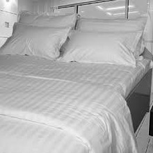 White self strip double bed sheet, Size : Queen