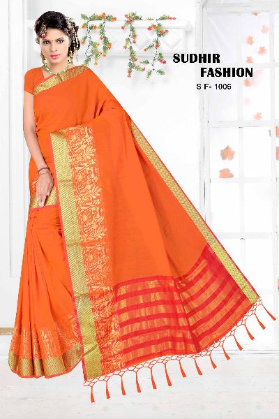 SUDHIR FASHION cotton saree, for Anti-Wrinkle, Dry Cleaning, Shrink-Resistant, Technics : Woven