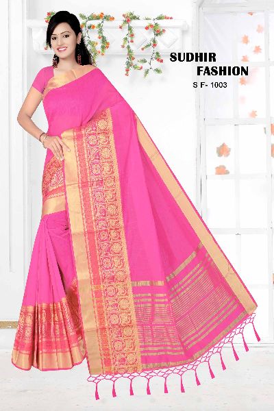 SUDHIR FASHION cotton saree, for Anti-Wrinkle, Dry Cleaning, Shrink-Resistant, Technics : Woven