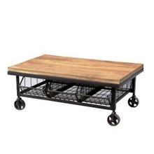 INDUSTRIAL Metal wooden Movable coffee table