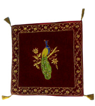 Handmade embroidered Unique Cushion Cover Peacock, for Seat, Chair, Decorative, Style : Plain