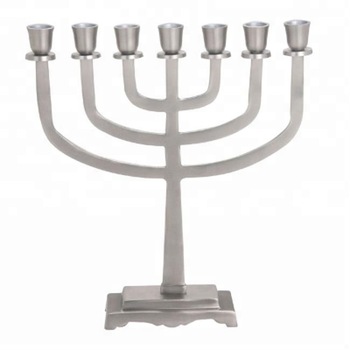 Bright Collection Aluminum menorah candle holder