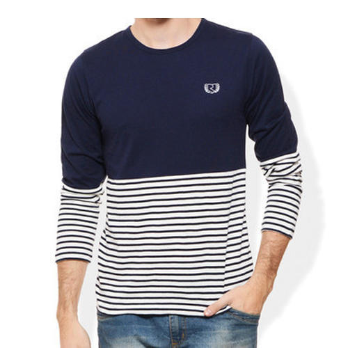 Striped Cotton Mens Fancy T Shirts, Size : XL, L