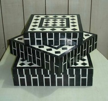 Hadiya Noor Wood Bone Inlay Decorative Boxes, for Customised, Feature : Folding