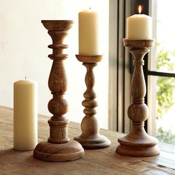 Wood brown color candle holder