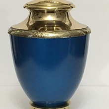 Brassworld India Metal Blue Adult Cremation Urn, Style : American Style