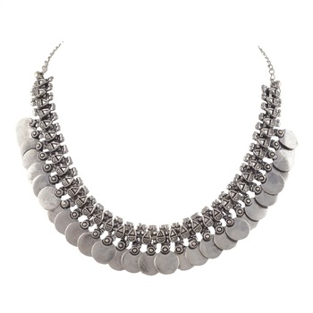 Zephyrr Fashion Oxidized Silver Choker Necklace.