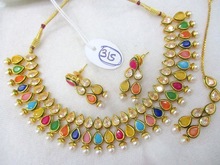 Indian Gold Plated Necklace Set, Main Stone : Kundan