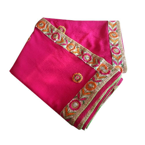 Plain Chanderi Lace Border Sarees, Technics : Machine Made