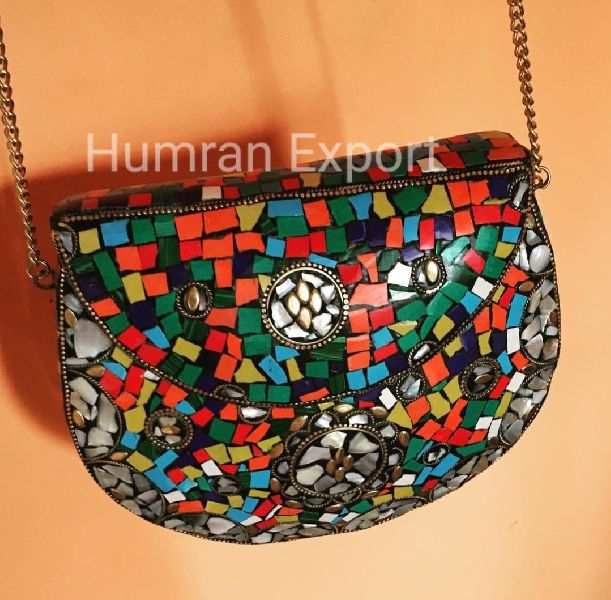Metal Stone purse, Style : Hand Pouch