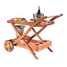 Outdoor FSC Eucalyptus Serving Cart