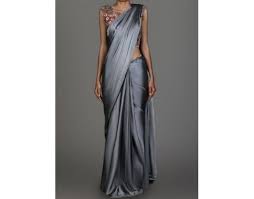 Plain Satin Silk Saree, Color : Grey