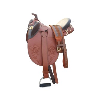 Stock leather saddle, Color : Chestnut