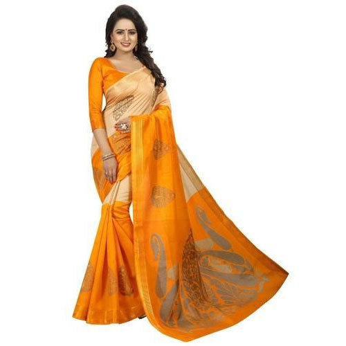 Printed Silk Jaipuri Party Wear Saree, Feature : Elegant Design, Quick Dry