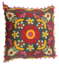 Suzani decorative cushion cover, for Car, Chair, Seat, Size : 16 X 16 Inch