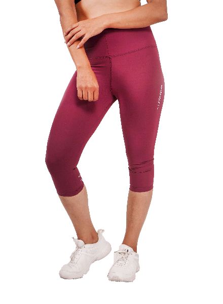 Purple Dreamed Cropped Tights, for Sports Wear, Style : 3/4