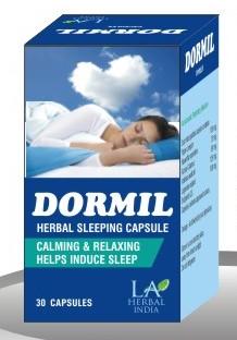 Dormil Herbal Sleeping Capsule, for Stress Relief, Packaging Type : Plastic Bottle