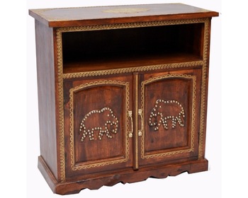ANTIQUE TWO DOOR ELEPHANT CARVED SIDEBOARD