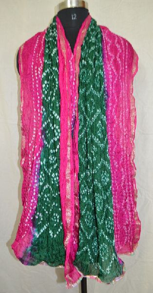 AMBER Tie-dyeing Bhadhini Bandhej Stole Scarf, Style : HANDMEDA