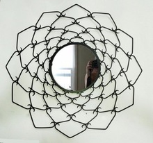 Iron decorative wall mirror, Size : 57X1.2X57CMS
