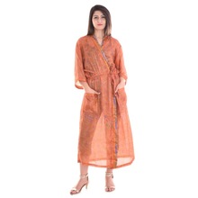 Jaipur export short sleeve Women silk kaftan, Technics : Yarn Dyed