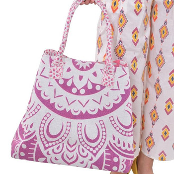 Urban Trends Cotton Fabric Mandala Tote Bag, Closure Type : Buttons