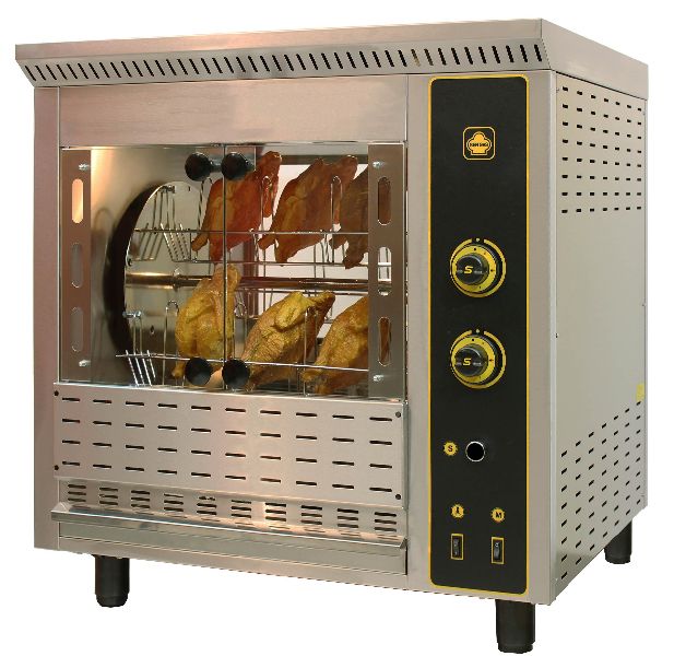 Stainless Steel Chicken Rotisserie Electric Grill, for Restaurant, Hotels, Bakery, Color : Siver, White