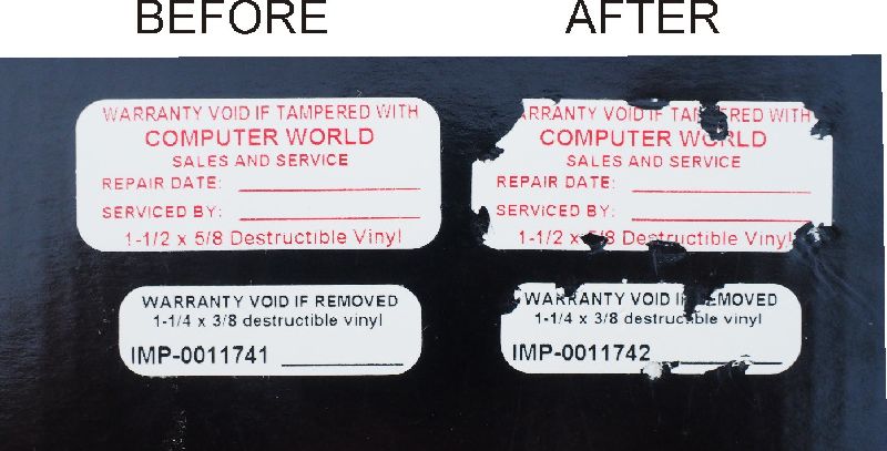 PVC Tamper Proof Labels, Pattern : Printed