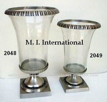 M.I.INTERNATIONAL Brass/Glass candle holder