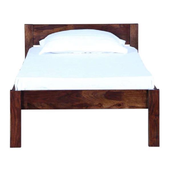 SNG Rectangle Solid Sheesham Wood Single Bed, Color : Light Walnut