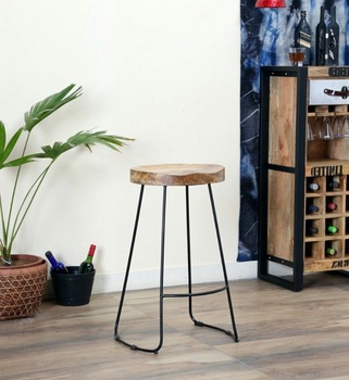 Wooden And Metal Stool, for Commercial Furniture, Size : Standard