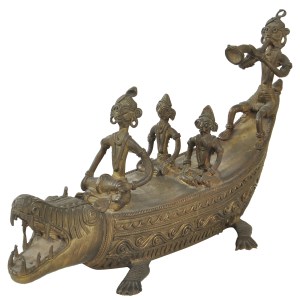 Musician Crocodile Boat Showpiece, Size : 11.5″ x 5″ x 5”
