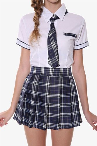 Checked Cotton Girls School Uniform, Size : Large, Medium, Small