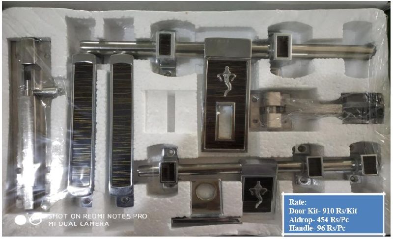 Ganesha Model White Metal Door Kit, for Home, Hotel Etc., Color : Silver