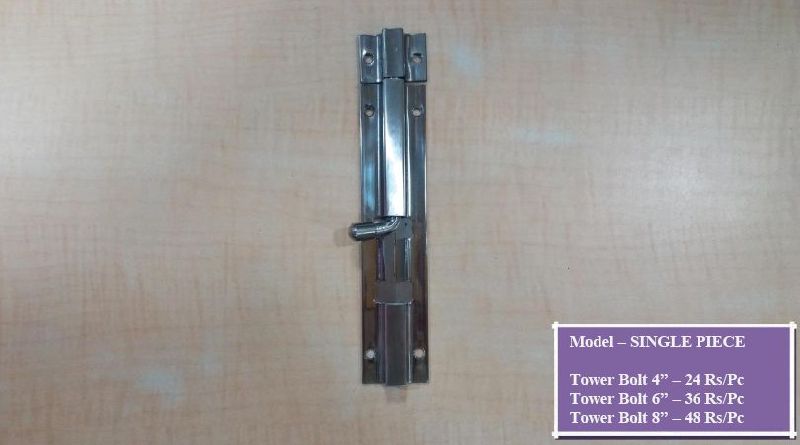 Metal Polished Single Piece Tower Bolt