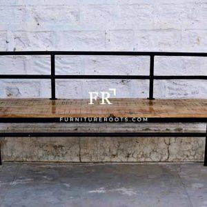 Wood Iron Bench, Color : Black