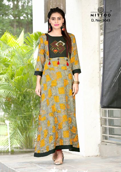 Rayon Round Neck Kurti