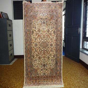 Embroidered hand knotted silk carpet, Size : 6*9 feet