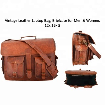 Leather briefcase bag, Size : 12x16x5