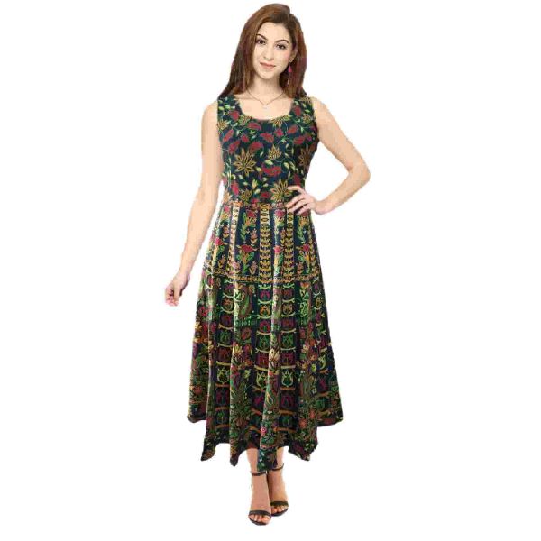 Printed Cotton Long Frock Kurti, Feature : Anti Shrink, Soft Texture ...