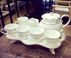 Tea Cup Set With Tray, for Coffee, Cold Drinks, Ice Cream, Style : Anitque