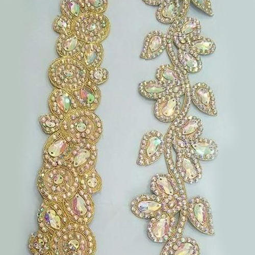 Golden Beaded Lace, for Garments, Feature : Attractive Designs, Impeccable Finish