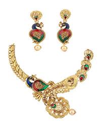 Non Polished Gold Kundan Meena Necklace, Purity : 18-24K