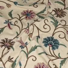 Plain Crewel Fabric, Technics : Attractive Pattern, Embroidered, Handloom, Washed, Yarn Dyed